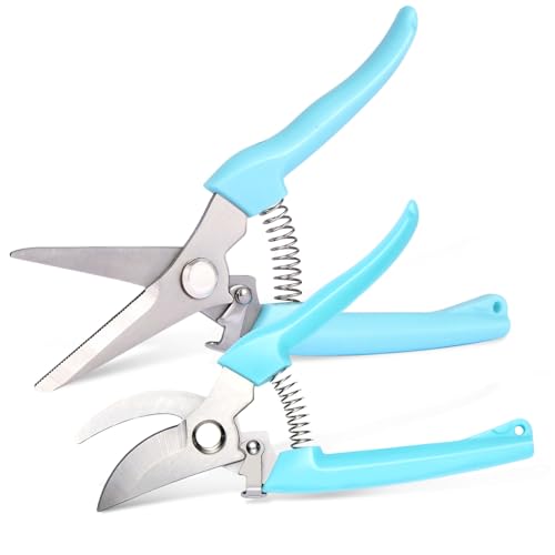 2 Pack Pruning Shears, Stainless Steel Sharp Blade, for Home Gardeners | Safety Lock，Ergonomic Handle, Easy Use for Seniors , Perfect for Herbs, Flowers, Bonsai
