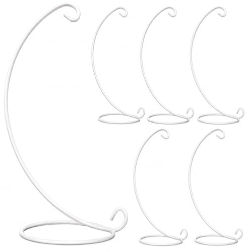 BANBERRY DESIGNS Christmas Ornament Display Stands – White Metal 6 Pack – 15 inches tall- Xmas Ornament -Terrarium Holder - Glass Globe - Lanterns Hangers