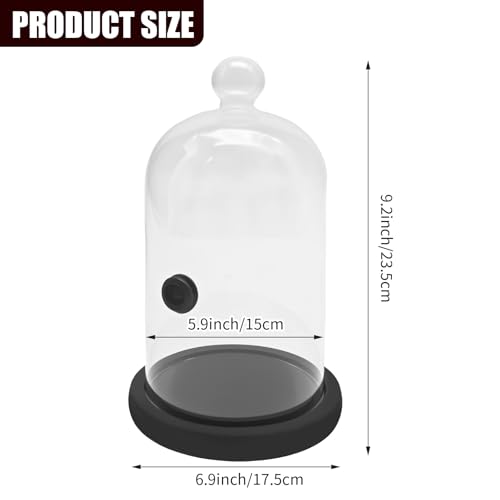 MDEOOSKY Smoking Cloche with Wood Base, Cocktails Smoke Infuser Accessory, for Dessert Food and Drinks Classic Glass Smoke Cloche Glass Dome for Smoker Gun Cocktails