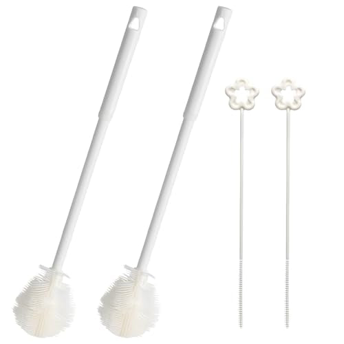 2 Pieces Flexible Silicone Bottle Brush with Long Handle, Long Handle Water Bottle Brush Cleaner, for Narrow Neck Bottles, Water Bottles, Baby Bottles, Flasks