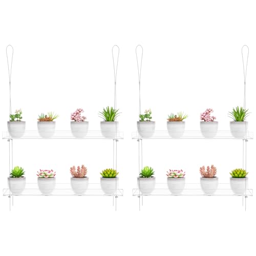 OtNiap 2-Pack Clear 2-Tier Window Plant Shelves, 16-Inch Stand - size: 2 Pack-2 Tier