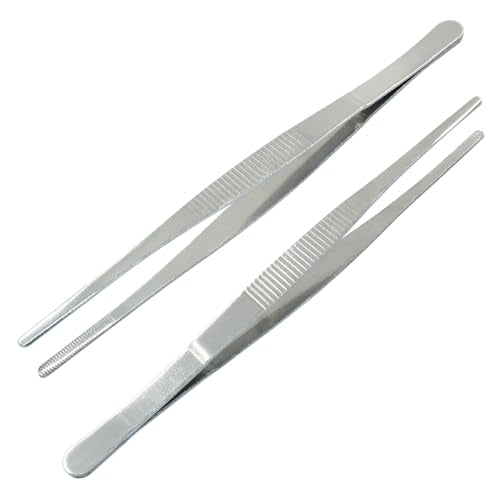8 Inch Stainless Steel Forceps, 2 Pcs, Straight Metal Tweezers - size: 8 Inch