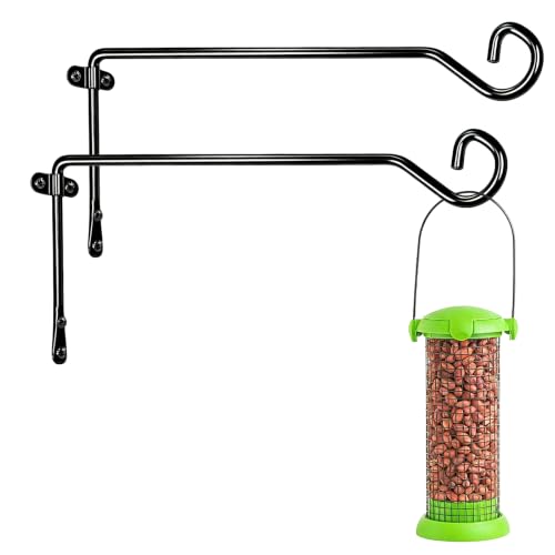 2 Pack Plant Hanger Wall Hook, Metal Plant Hangers Outdoor Holds Up to 40 lb, Hooks for Hanging for Hanging Plants Indoor Outdoor Patio Garden（13.3IN Black） - color: Black, size: 13.3 IN-Curved Hook