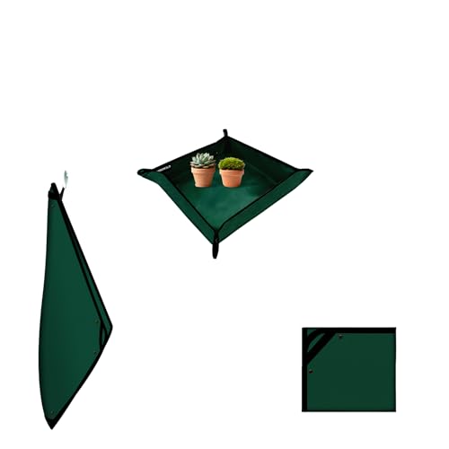 19.7"x19.7" Plant Transplanting Mat - Thickened Waterproof Potting Mat, Succulent Gardening Mat, Portable Repotting Mat for Mess Control, Indoor Outdoor Use (PVC-Green) - color: Dark Green, size: 19.7" x 19.7" x 0.1"