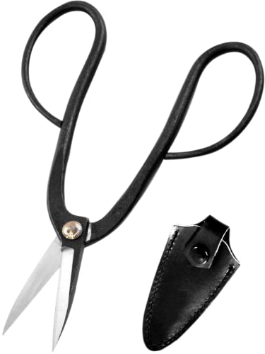 KAKURI Ashinaga Bonsai Scissors Made in Japan 8", Japanese Carbon Steel Blade, Long Handle Bonsai Shears for Precision Pruning and Trimming - style: Bonsai (Long Handle)