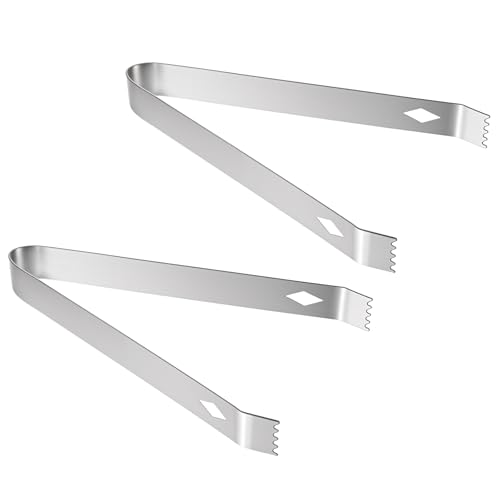 2 Pack Small Metal Tongs, 6 Inch Stainless Steel Restaurant Grade Serving Tongs with Teeth for Serving Food Salad Sugar Coffee Ice - color: Silver
