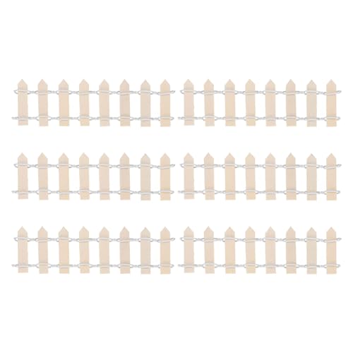 M METERXITY 6-Pack Miniature Terrarium Fence, 3.74 Inch 9.5x3cm Wooden DIY Small Wood Decorative Picket Fence for Dollhouse/Crafts/Diorama Project, Micro Landscape Ornaments [Beige] - color: Beige