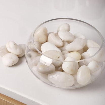 11LB River Pebbles Polished Gravel for Plants Natural White Plant Stones River Rocks 3/4-1 5/8 Inch River Stones for Landscaping Small Pebbles for Crafts - size: 11lb, style: White