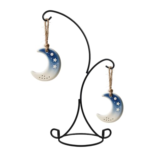 YY YEARCHY Ornament Display Stand 2-Hook Iron Frame Fits 4–10 Inch Ornaments Must Hang on Both Sides for Balance, Tabletop Display for Glass Globe/Air Plant/Flower Pot, Black, 14.2" x 6.5" - size: 1Pcs 14.2"x 6.5"