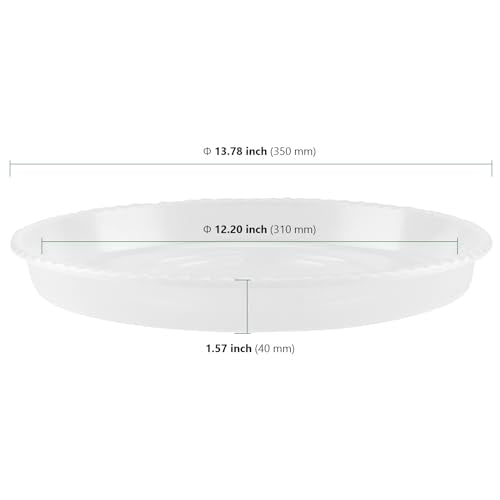 HAKZEON 12 Pack 14 Inch Round Plant Saucers, Clear Plastic Plant Saucer Drip Tray, Heavy Sturdy Plant Trays, Planter Flower Pots Saucers for Indoors, Outdoor, Garden