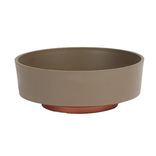 The HC Companies 6 Inch Round Plastic Succulent Capri Bowl 6"x6"x2.25" in Artisan Taupe with Copper Bottom Color - color: Artisan Taupe, size: 6"