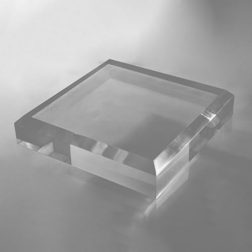 CiaoHER 2in Thickness Beveled Solid Acrylic Display Block Clear Polished Pedestal Stand Riser Solid Base (10x10) - size: 10x10