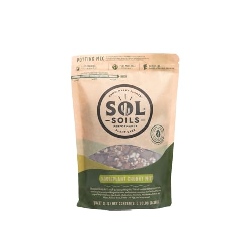 Sol Soils Chunky Houseplant Mix - Fast Draining Soil for Indoor Plants with Coco Coir Chips, Perlite, & Pumice - 1 Quart - style: Houseplant Chunky Mix