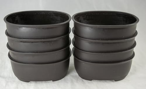 Yubonzai Japanese Oval Plastic Bonsai Training Pot, Cactus & Succulent Planter - 5.25"x 4.25"x 2" (8 Pots) - style: 8 Pots