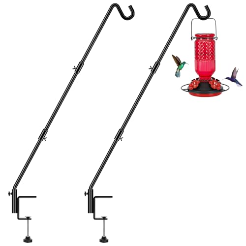 FEED GARDEN [Upgrade Version 2 Pack Bird Feeder Hanger Adjustable 43 Inch Deck Hooks for Railing 360 Degree Swivel Heavy Duty Hanging Hooks for Bird Feeders Wind Chimes - size: 43 Inch