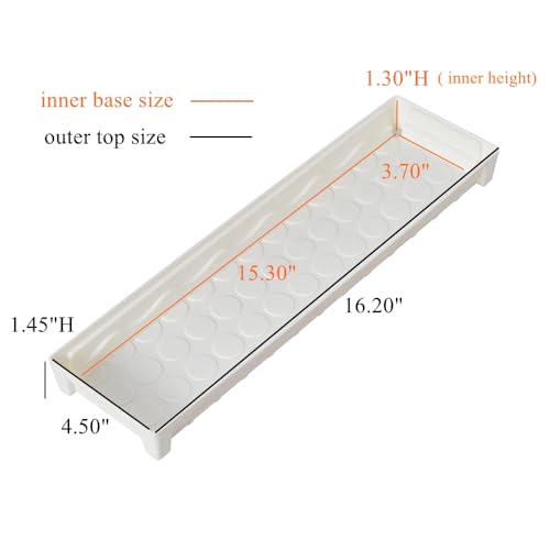 6 Pack 16.20 x 4.50 x 1.45 Inch White Plastic Rectangular Planter Pot Saucer Drip Tray with Removable Drain Plug for Windowsill, Shelf, Tabletop, Kitchen, Balcony, Small Potted Plant - color: White