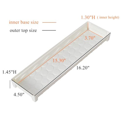 6 Pack 16.20 x 4.50 x 1.45 Inch White Plastic Rectangular Planter Pot Saucer Drip Tray with Removable Drain Plug for Windowsill, Shelf, Tabletop, Kitchen, Balcony, Small Potted Plant - color: White