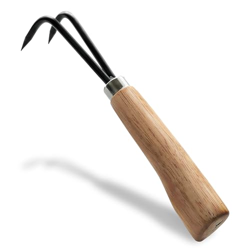Garden Helper Double Claw Root Hook for Plants - Bonsai Repotting Tool - Heavy Duty Hardened Steel Blade with Ergonomic Wood Handle - style: Double Claw