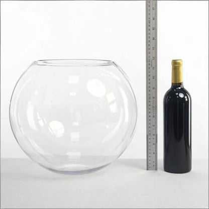 CYS EXCEL Large Glass Bubble Bowl (H-12 W-13, Approx. 5.3 Gal.) Round Bowl Terrarium Globe Flower Vase Centerpiece for Weddings Events Arrangements - size: H-12" W-13"