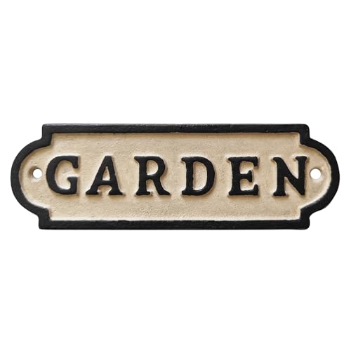 Vintage Iron Garden Signs, Outdoor Metal Yard Wall Decor | Retro garden decor for outside, retro farmhouse ornament for porch, fence & front yard