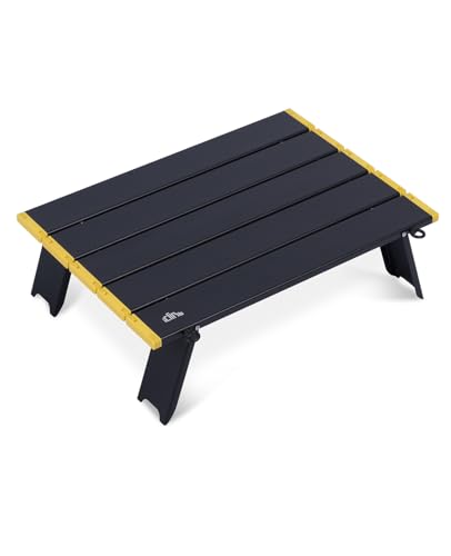 iClimb Ultralight Compact Mini Beach Picnic Folding Alu. Table with Carry Bag, Two Size (Black - S) - color: Black, size: Small