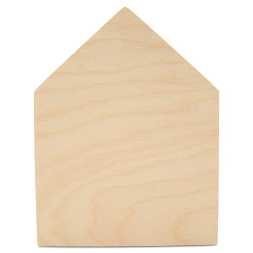 Chunky House Wood Sign for Crafts 5-1/4 x 4-inch, Pack of 2 Wooden Cutouts, Tiered Tray Decor, Blank Signs for Crafts, by Woodpeckers - color: House