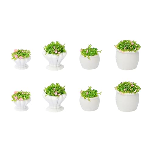 8 Pcs Miniature Plants Flowers Mini Artificial Greenery Potted Plants Tiny Fake Flower with Pots Miniature Plant Models Mini Garden Decoration Accessories