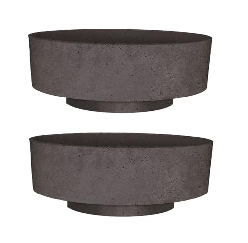 The HC Companies 8 Inch Round Plastic Succulent Capri Bowl Decorative Indoor Flower Succulent Planter Pot with Drain Plug Hole, Faux Concrete Color (Pack of 20) - color: Faux Concrete, size: 8" (Pack of 20)