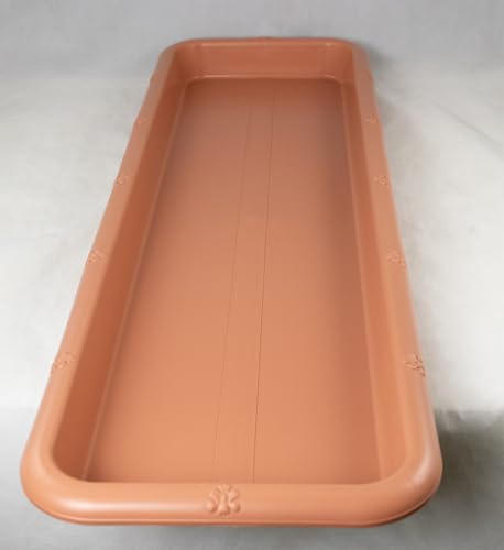 Yubonzai Japanese Light Brown Narrow Plastic Humidity/Drip Tray for Bonsai Tree & House Indoor Plant - 24"x 8"x 1.5" (Outside Dimensions)