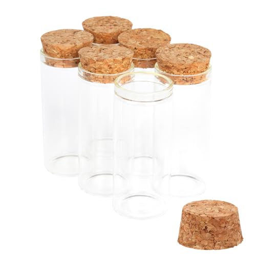 6PCS 30ml Glass Test Tubes with Cork Stoppers, 30 x 70mm Liquid Sample Vial, Clear Flat Test Tubes for Bath Salt, Candy Storage, Scientific Experiments, Party Decoration and Plant Propagation - color: with Cork Stoppers, size: 30ml
