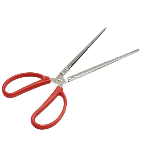 15 Inch Snake Feeding Tongs, Serrated Tip Steel Reptile Tweezers