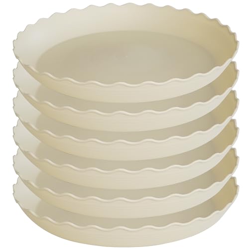 6 Pack Plant Saucer 6 inch, Heavy Duty Plastic Plant Saucers, Durable Plant Tray for Pots, Flower Saucers for Indoors, Plant Pot Saucers, Trays for Planter (Beige) - color: Beige, size: 6" (6 pack)