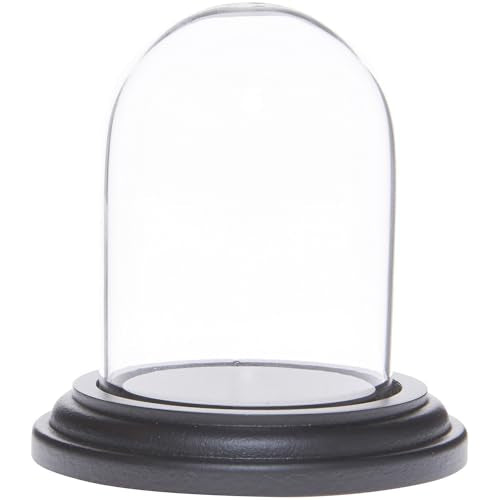 Plymor 1.85" x 2.875" Mini Glass Display Dome Cloche (Black MDF Wood Base) - color: Black Wood Base
