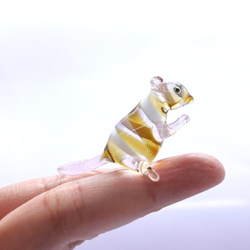 Beaver Glass Figurine - Color Glass Sculpture - Forest Miniature Collectible Woodland Animals Art for Forest Lovers & Unique Home Décor Gift (Amber White) - color: Amber White