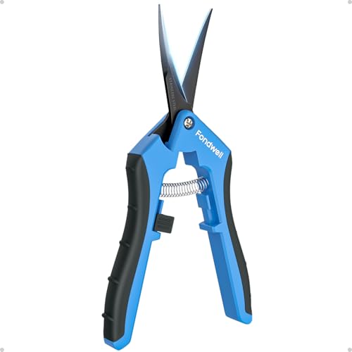 Fondwell 6.5" Small Pruning Shears for Gardening, Plant Trimming Scissors - color: Black Curved Blades