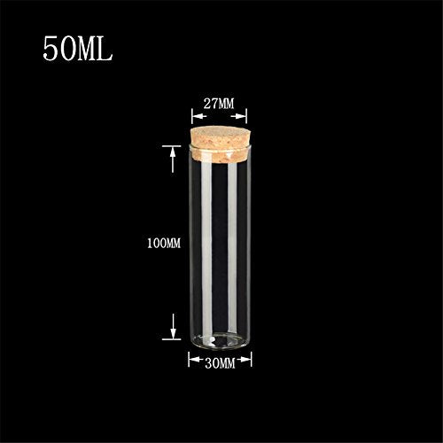 30x100mm 50ml Glass Bottles Vials Jars Test Tube With Cork Stopper Empty Glass Transparent Clear Bottles 12pcs (12, 50ml-30x100mm) - size: 50ml-30x100mm