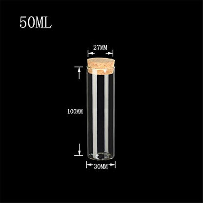 30x100mm 50ml Glass Bottles Vials Jars Test Tube With Cork Stopper Empty Glass Transparent Clear Bottles 12pcs (12, 50ml-30x100mm) - size: 50ml-30x100mm