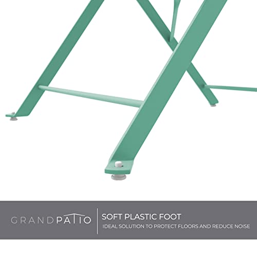 Grand patio 3-Piece Bistro Set Folding Outdoor Furniture Sets with Premium Steel Frame Portable Design for Bistro & Balcony (Mint Green with Cushion) - color: Mint Green, style: with Cushion
