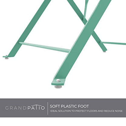 Grand patio 3-Piece Bistro Set Folding Outdoor Furniture Sets with Premium Steel Frame Portable Design for Bistro & Balcony (Mint Green with Cushion) - color: Mint Green, style: with Cushion