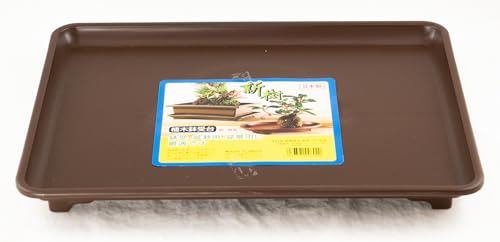 Yubonzai Japanese Deluxe Rectangular Plastic Humidity/Drip Tray for Bonsai Tree & House Indoor Plants - 11.25" to 18" (12.5"x 9"x 1.25") - size: Out 12.5"x 9"x 1.25" / In 11"x 7.5"x 0.5"