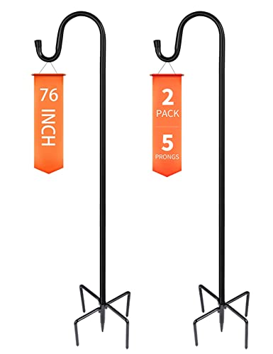 Ottsuls Shepherd-Hooks Adjustable for Bird-Feeder Lantern Plant-Hook Garden-Stake - Plant Stand Hanger for Outdoor Flower Basket, Bird Feeder Hanger Weddings Decor - size: 76 INCH, style: A-2 Pack