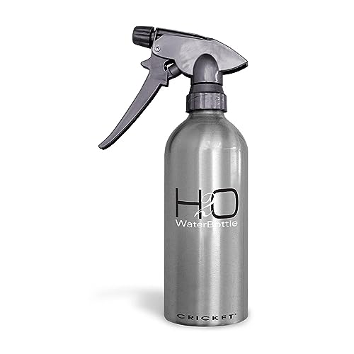 Cricket H2O Water Spray Bottle for Hair Mist – Continuous Stream, Adjustable Nozzle & Stronger Spray Bottles, Durable Aluminum, Refillable for Hair Styling & Barber Use – 14 oz, Silver - color: Silver 14oz, size: 14 Ounces