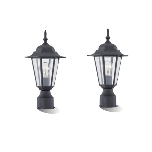 WISBEAM 2 Packs Outdoor Post Light, Pole Lantern, E26 Base 60W Max, Aluminum Housing Plus Glass, Wet Location Rated, ETL Qualified, Bulbs not Included, Black - color: Black, size: 2 Pack