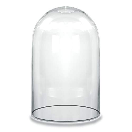 CYS EXCEL Dome Glass Cloche (H:10.5" D:6") | Multiple Size Choices Decorative Showcase Display For Antique Collectibles | Bell Jar Terrarium & Dessert Cover - size: H-9.8" D-5.75"