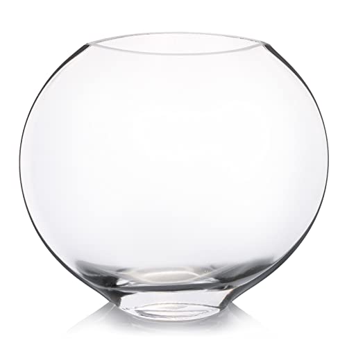 Enova Floral Unique Moon Bowl Glass Flowers Vases, H 6.50" W 3.5" L7.0 Clear Floral Container with Oval Eye Shape Opening for Desktop Decor (1 Piece) - color: Bowl Vase 7l