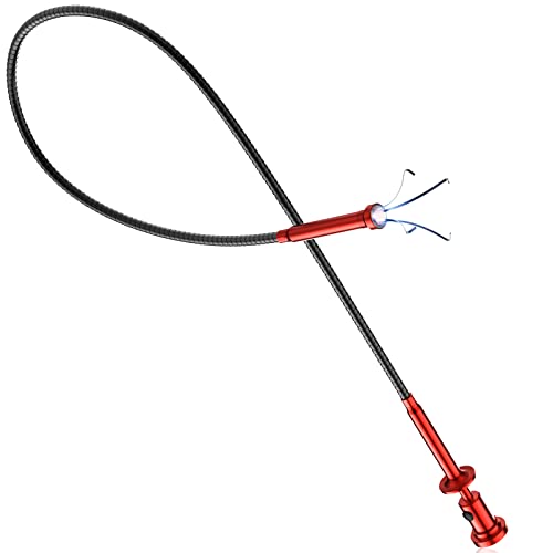 Housolution 28.34in Grabber Tool Magnetic, Bendable with LED Lights, Red - color: Red
