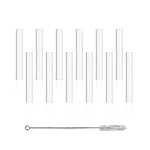 12 Pcs 3 Inch Borosilicate Glass Tubes, 12mm Diameter 1.5mm Thickness Glass Tubing, Fire Polished Smooth Edges with Cleaning Brush for Lab & DIY Crafts - size: 3 inches