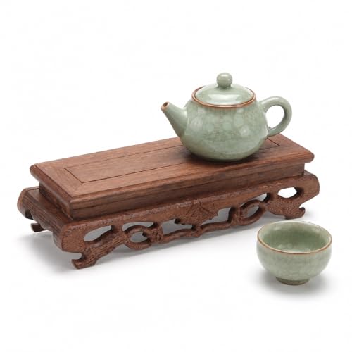Wooden Display Stand 8.85 X 2.75 X 2.16 in Solid Wood Display Base for Figurines Vase Stand Plant Pot Riser Fish Bowl Riser Tabletop Home Decor