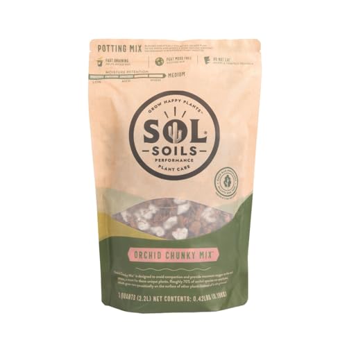 Sol Soils Chunky Orchid Potting Mix - 100% Peat-Free, Lightweight, and Aerated with Coconut Husk, Perlite & Recycled Forest Products for Fast Draining, Healthy Orchids - 2 Quarts