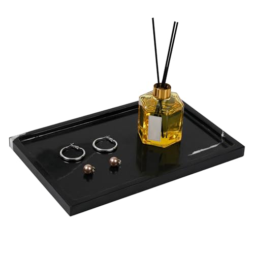 Black Large Marble Tray, 12 Inch Marble Vanity Tray for Bathroom Countertop - color: Nero Marquina, size: 11.8" x 7.8" x 0.7"